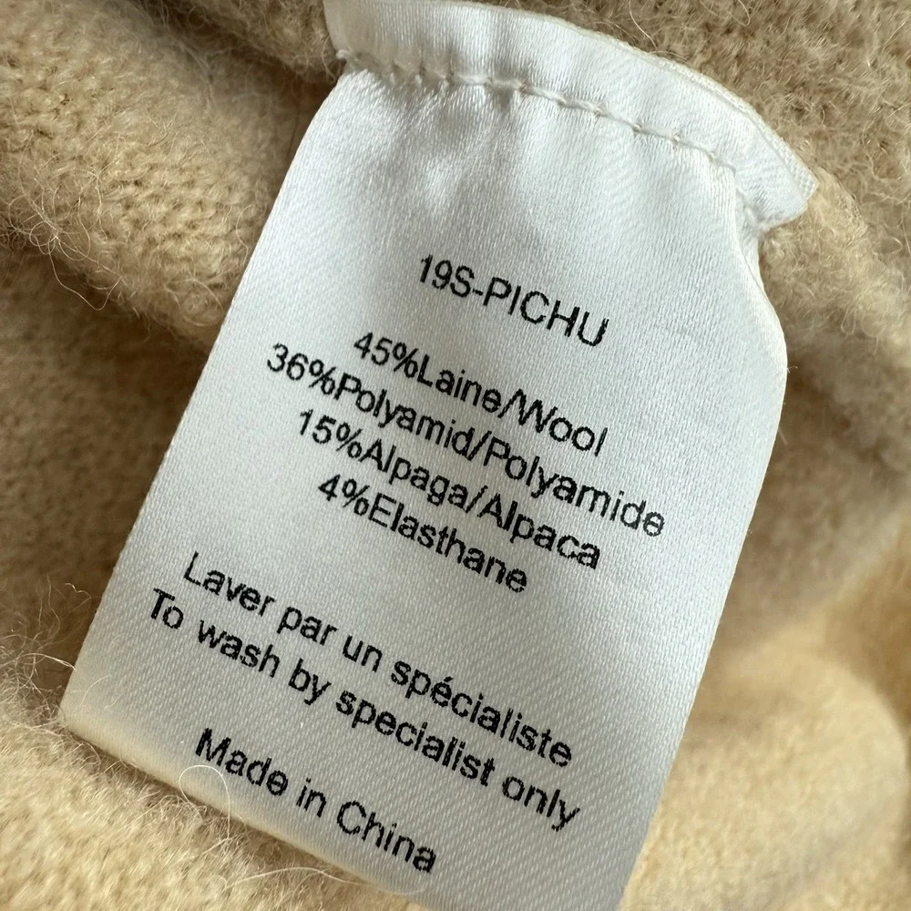 Mes Demoiselles Pichu‎ Hoodie Womens 0 Beige Wool Alpaca Knit Sweater $380